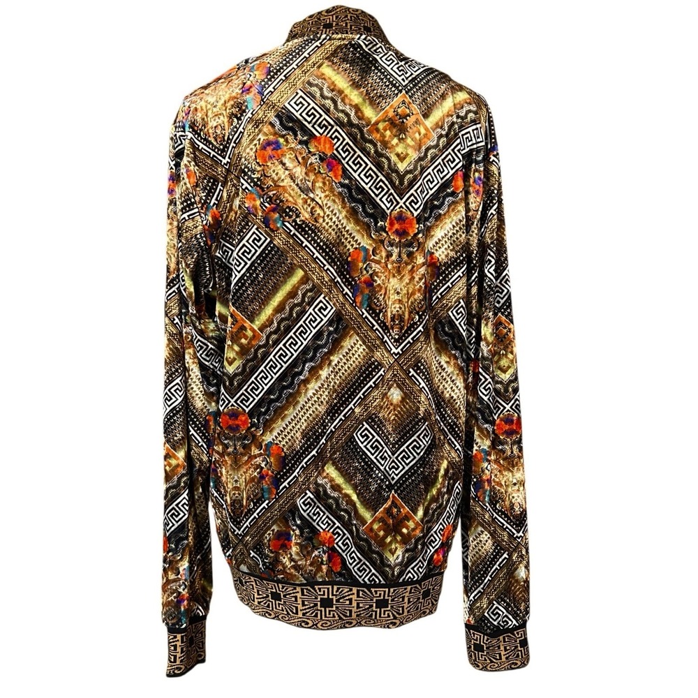 SUSLO COUTURE Multicolor Bomber Jacket sz S Bold Lightweight Velvet Streetwear - Picture 3 of 12